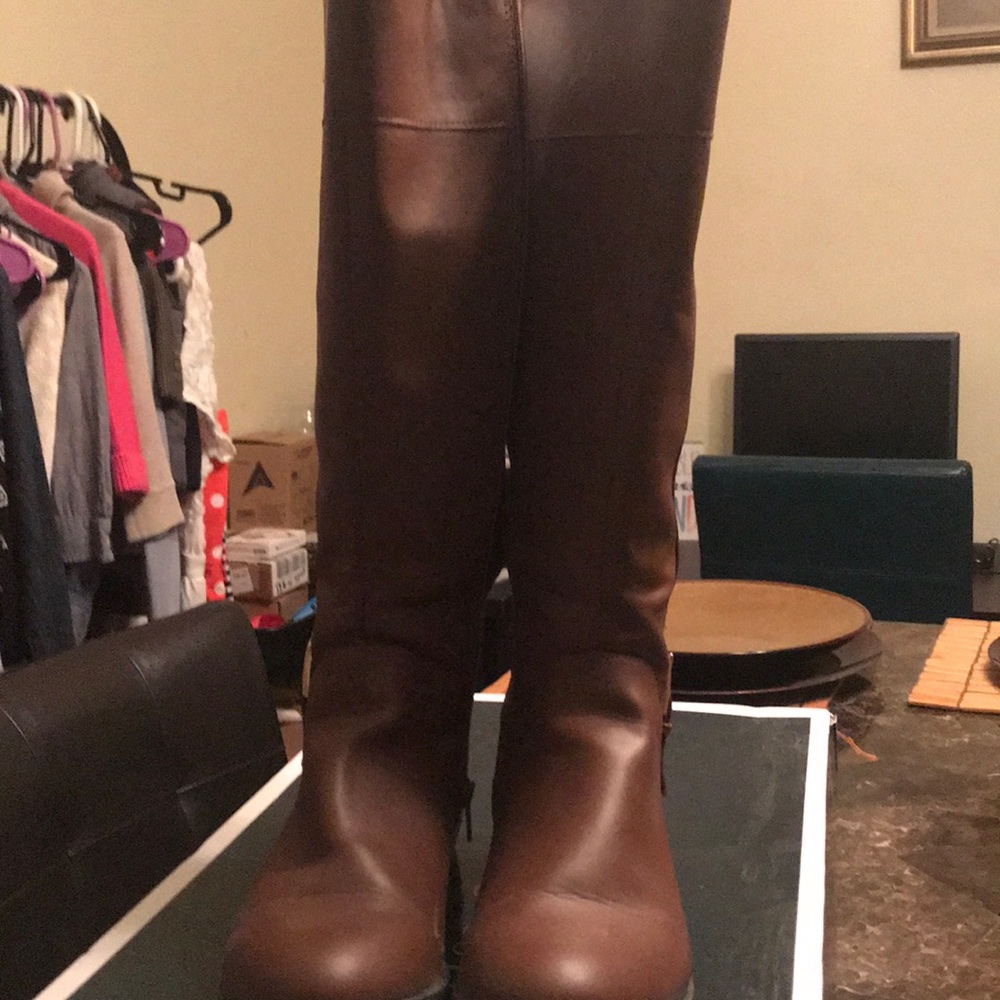 Brown wide width riding boots